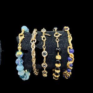 Vintage Lot Of 5 Gold Tone Bracelets (4807)